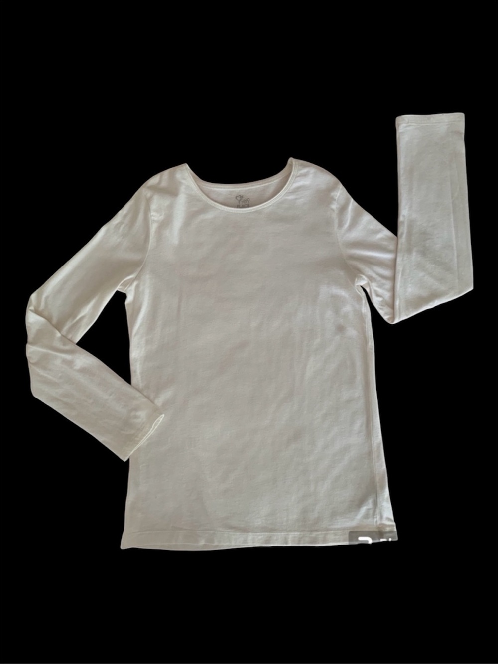 Children's Place Shirt Girls Size L (10-12) Cream Long Sleeves Rolled Crewneck